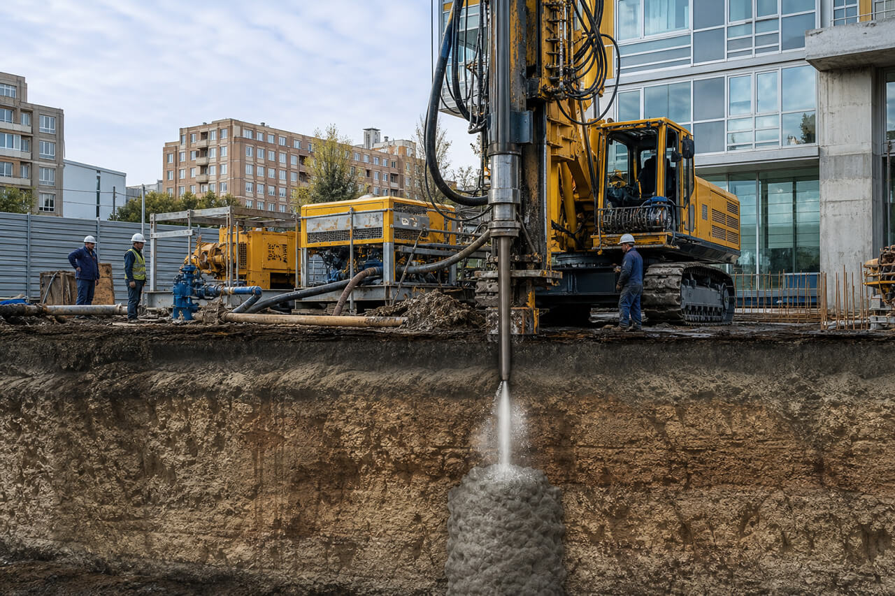 Современные геотехнические методы: струйная цементация (Jet Grouting) и инъекционное крепление грунтов цементным раствором (Deep Injection)