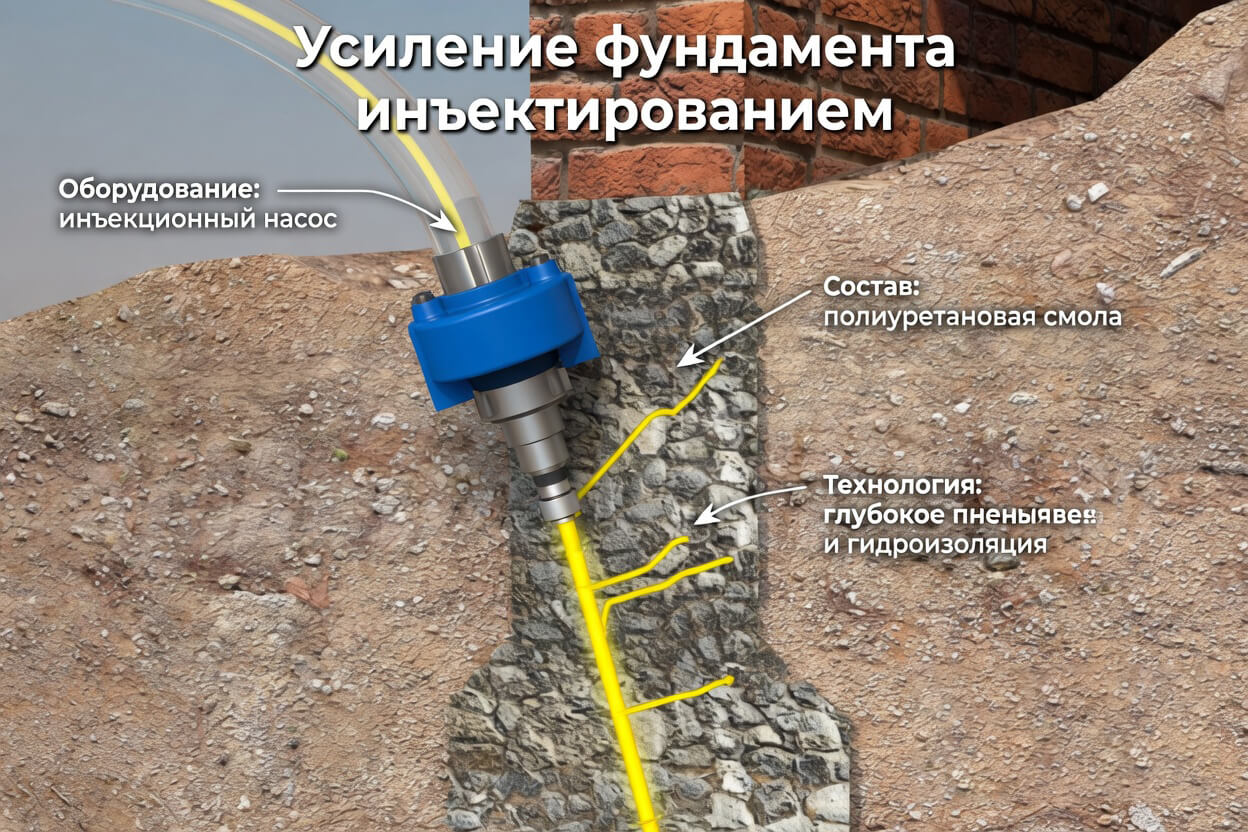 Усиление фундамента инъектированием